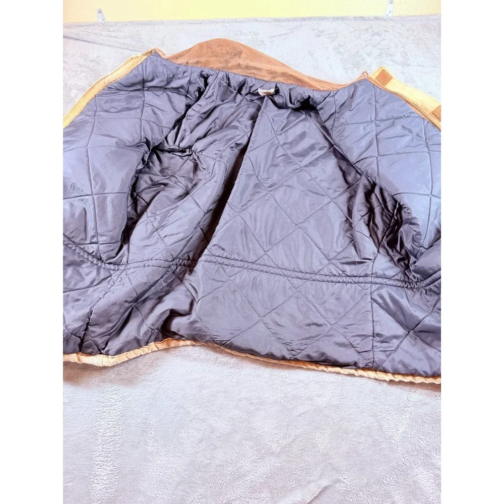 Vtg Carhartt CQ186 Tan Canvas Work Jacket Distressed Faded Duck Coat XL